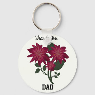 Elegant Deep Pink Floral Illustration Botanical  Key Ring