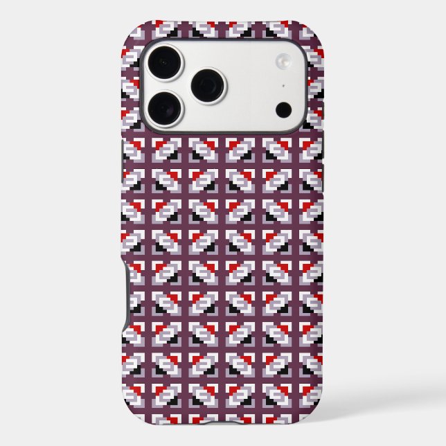 Elegant Deep Plum and Red Geometric Pattern (Back)