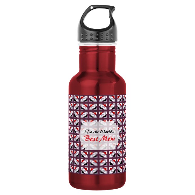 Elegant Deep Plum and Red Geometric Pattern 532 Ml Water Bottle (Front)