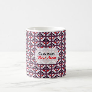 Elegant Deep Plum and Red Geometric Pattern Coffee Mug