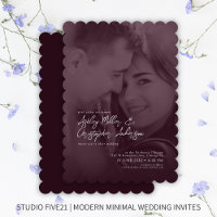 Elegant Deep Plum Duotone Photo Wedding