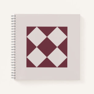 Elegant Deep Plum & Pearl Grey Geometric Notebook