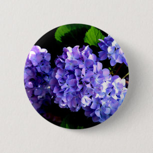 Elegant deep purple floral flowers hydrangea 6 cm round badge