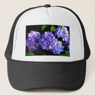 Elegant deep purple floral flowers  hydrangea trucker hat