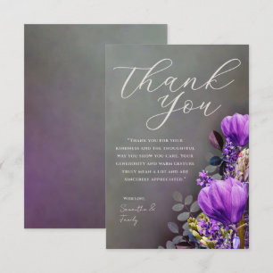 Elegant Deep Purple Floral Thank You Card