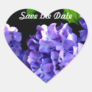 Elegant deep purple florals periwinkle hydrangeas heart sticker