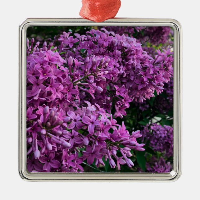 Elegant deep purple magenta florals flowers lilacs metal tree decoration (Front)