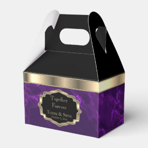 Elegant Deep Purple Marble and Gold Favour Box