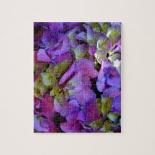 Elegant deep purple pink magenta floral hydrangeas jigsaw puzzle
