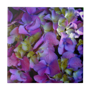 Elegant deep purple pink magenta floral hydrangeas tile