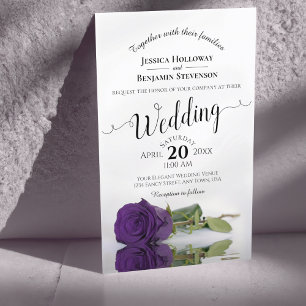 Elegant Deep Purple Rose BUDGET Wedding Invitation