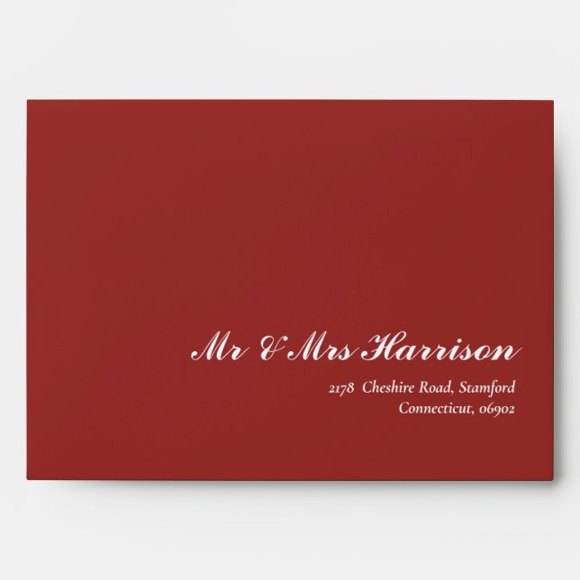 Elegant Deep Red Christmas Wedding  Envelope (Front)