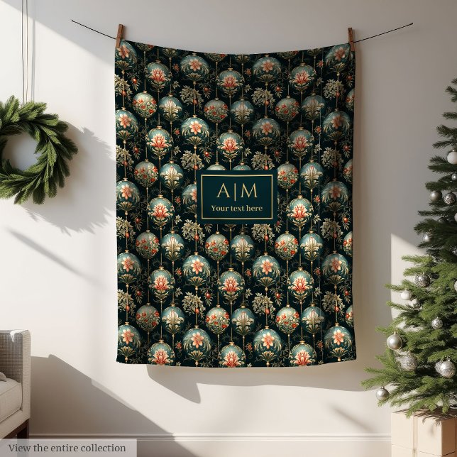 Elegant deep red & gold luxury baubles throw gift fleece blanket (Elegant deep red & gold luxury baubles throw gift Fleece Blanket)