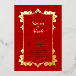Elegant deep red indian wedding invitation
