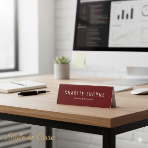 Elegant Deep Red Office Professionals Name Plate