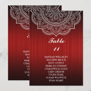 Elegant Deep Red Paisley Wedding Seating Chart Invitation