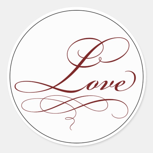 Elegant Deep Red Script Love Sticker (Front)