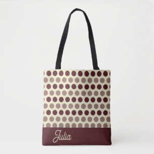 Elegant Deep Red Wine Polka Pattern Personalised Tote Bag