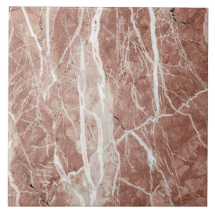Elegant Deep Rose and White Marble Tile