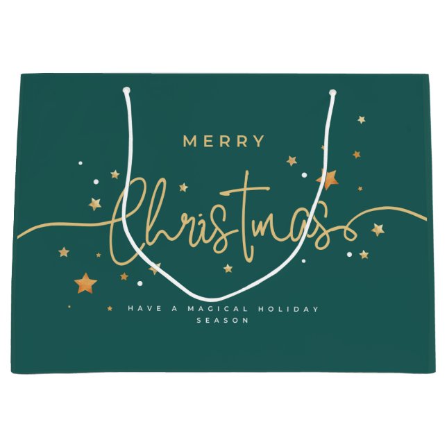 Elegant Deep-Teal Christmas Gift Bag | Modern Holi (Front)