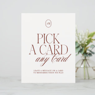 Elegant Deep Terracotta Pick a Card Wedding Sign