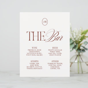 Elegant Deep Terracotta The Bar Wedding Menu