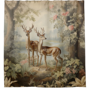 Elegant Deer Antique Woodland Wildlife Shower Curtain