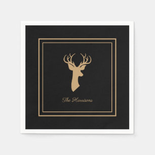 Elegant Deer Black & Tan Farmhouse Style Napkin