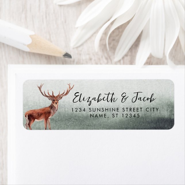 Elegant Deer Buck Weddings Return Address  (Insitu)
