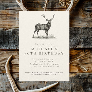 Elegant Deer Hunting Country Adult Birthday Party Invitation