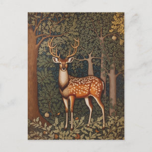 Elegant Deer In Oak Tree Forest Postcard