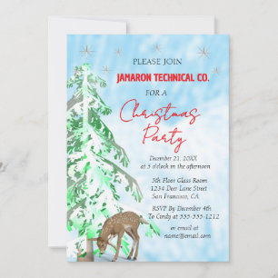Elegant Deer & Pine Corporate Christmas Party  Invitation