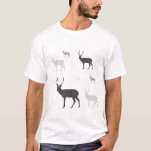 Elegant Deer Silhouette on Monochrome – Nature T-Shirt