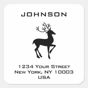 Elegant Deer Stag Return Address Stamp Square Sticker