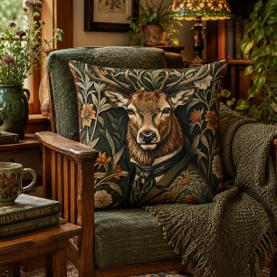 Elegant Deer Stag Victorian Woodland Gentleman Cushion