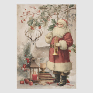 Elegant Deer Winter Scene Christmas Tree Decoupage Tissue Paper