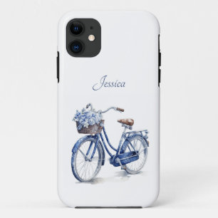 Elegant Delft Blue Floral Bicycle Personalised iPhone 11 Case