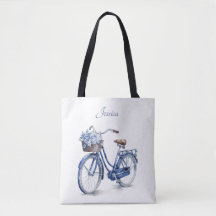 Elegant Delft Blue Floral Bicycle Personalised