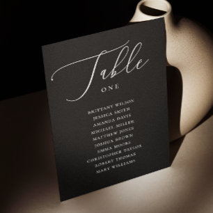 Elegant delicate black wedding seating chart invitation