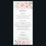Elegant Delicate Blush Pink Floral Wedding Menu<br><div class="desc">Designed to co-ordinate with our Blossoms wedding collection, this elegant wedding menu features a beautiful delicate watercolor blush pink roses and dainty greenery foliage. Personalise it with your wedding details easily and quickly, simply press the customise it button to further re-arrange and format the style and placement of the text....</div>