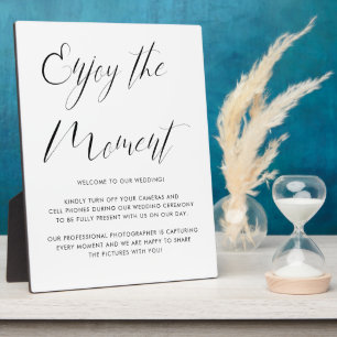 Elegant Delicate Calligraphy Unplugged Wedding Plaque