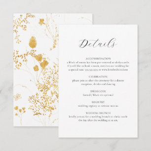 Elegant Delicate Floral Calligraphy Wedding Detail Enclosure Card
