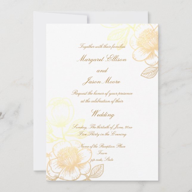Elegant Delicate Flowers Wedding Invitation (Front)