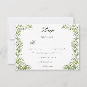 Elegant Delicate Greenery Botanical Wedding Meal RSVP Card