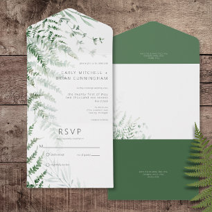 Elegant Delicate Greenery Ferns No Dinner All In One Invitation