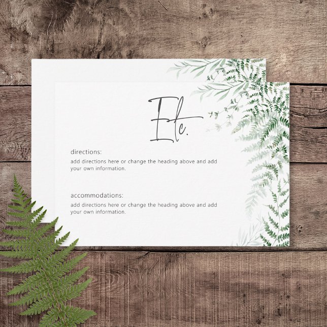 Elegant Delicate Greenery Ferns Wedding Details Enclosure Card (Elegant Delicate Greenery Ferns Wedding Details Card)