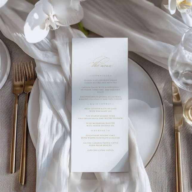 Elegant Delicate Minimalist White Wedding Menu (Elegant Delicate Minimalist White Wedding Menu)