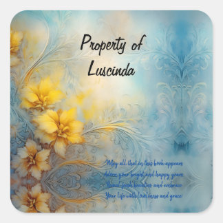 Elegant Delicate Nameplate/bookplate  Square Sticker