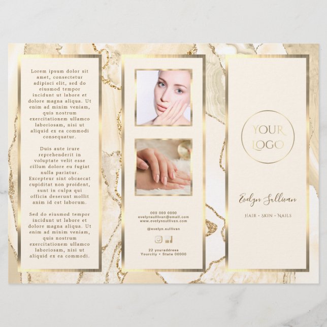 Elegant Delicate Peach Gold Agate Brochure (Front)