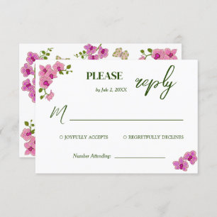 Elegant Delicate Purple Orchids Bohemian RSVP Card